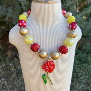 Red rose chunky bubble necklace